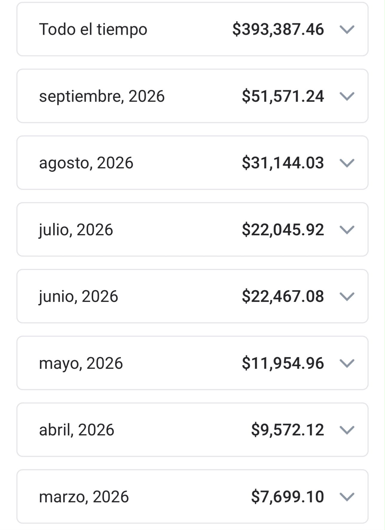 Monthly earnings screenshot: $393,387.46 all time and $51,571.24 in September 2026. Breakdown from March to September 2026.